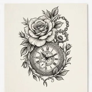 KI-Entwurf: Rose mit Uhr
